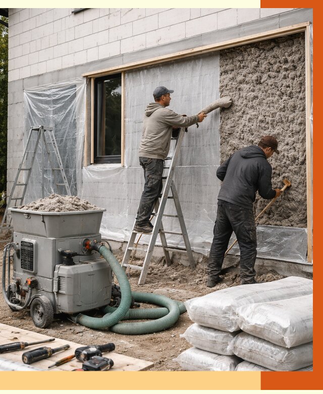 Утепление дома из газобетона эковатой в Вятских Поляне от 4568 руб./м2 | ТепломастерВтс