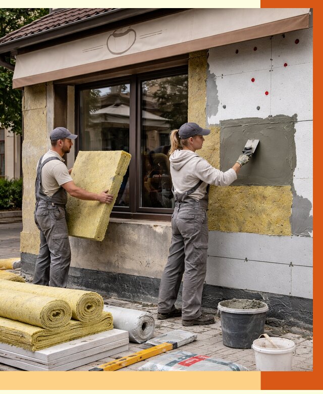 Утепление кафе в Вятских Поляне от 4263 руб/м2 — комплексно под ключ | ТепломастерВтс